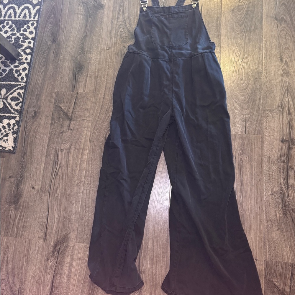 Black Wide-Leg Overalls Jumpsuit
